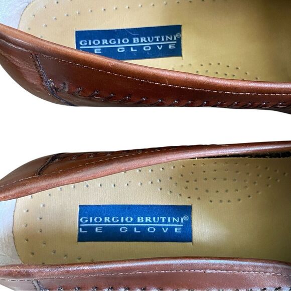 Men\'s Giorgio Brutini Cognac Brown Slip-on Leather  Loafers Size 10D main image 4